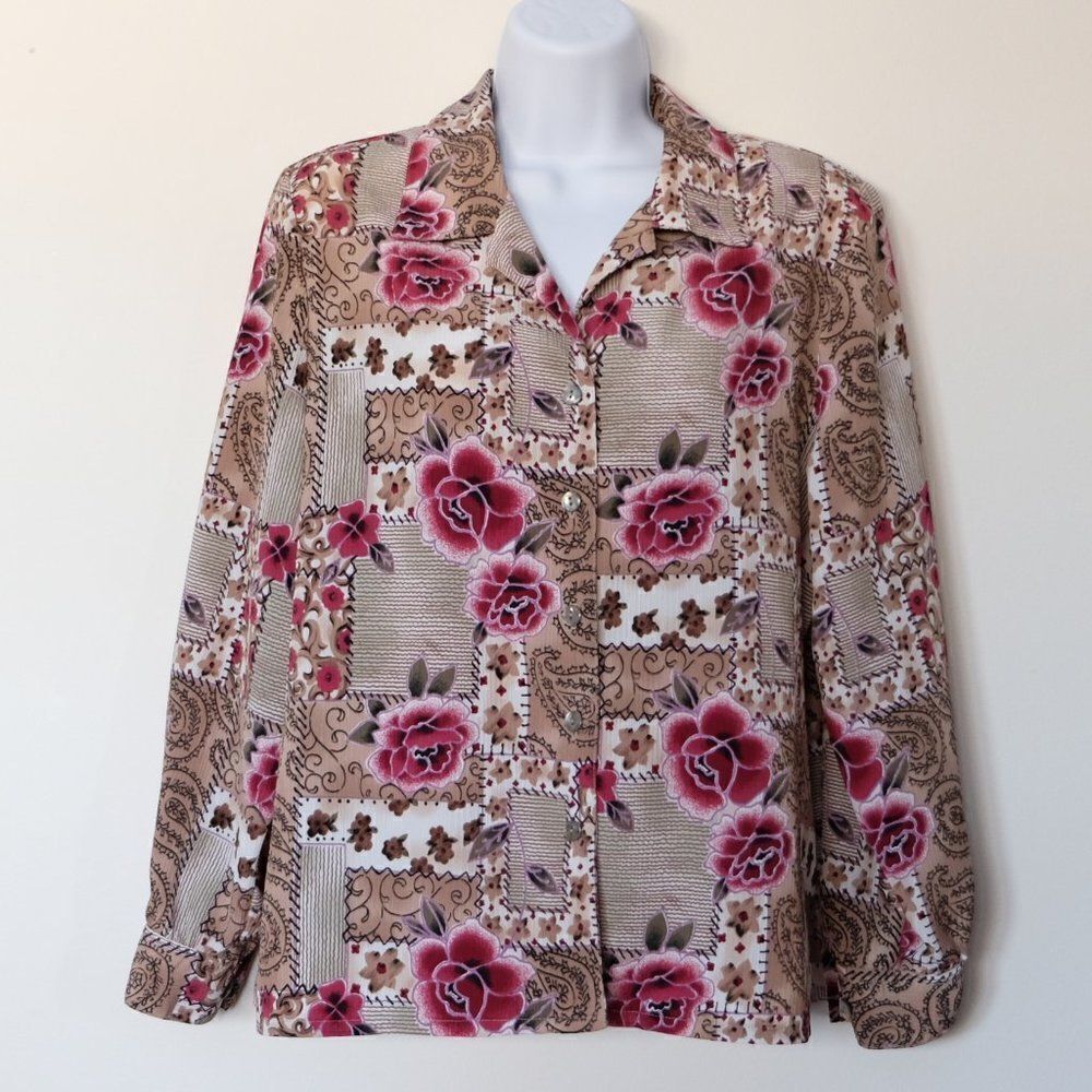 Alia Petites Floral Long Sleeve Blouse
